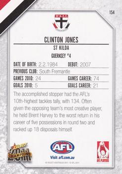 2011 Select AFL Champions #154 Clinton Jones Back